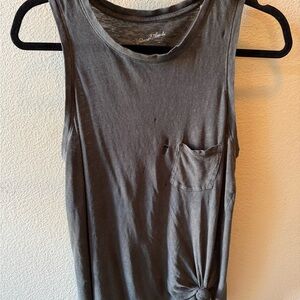 Universal Thread Charcoal Distressed Tank Top with Knot Detail
